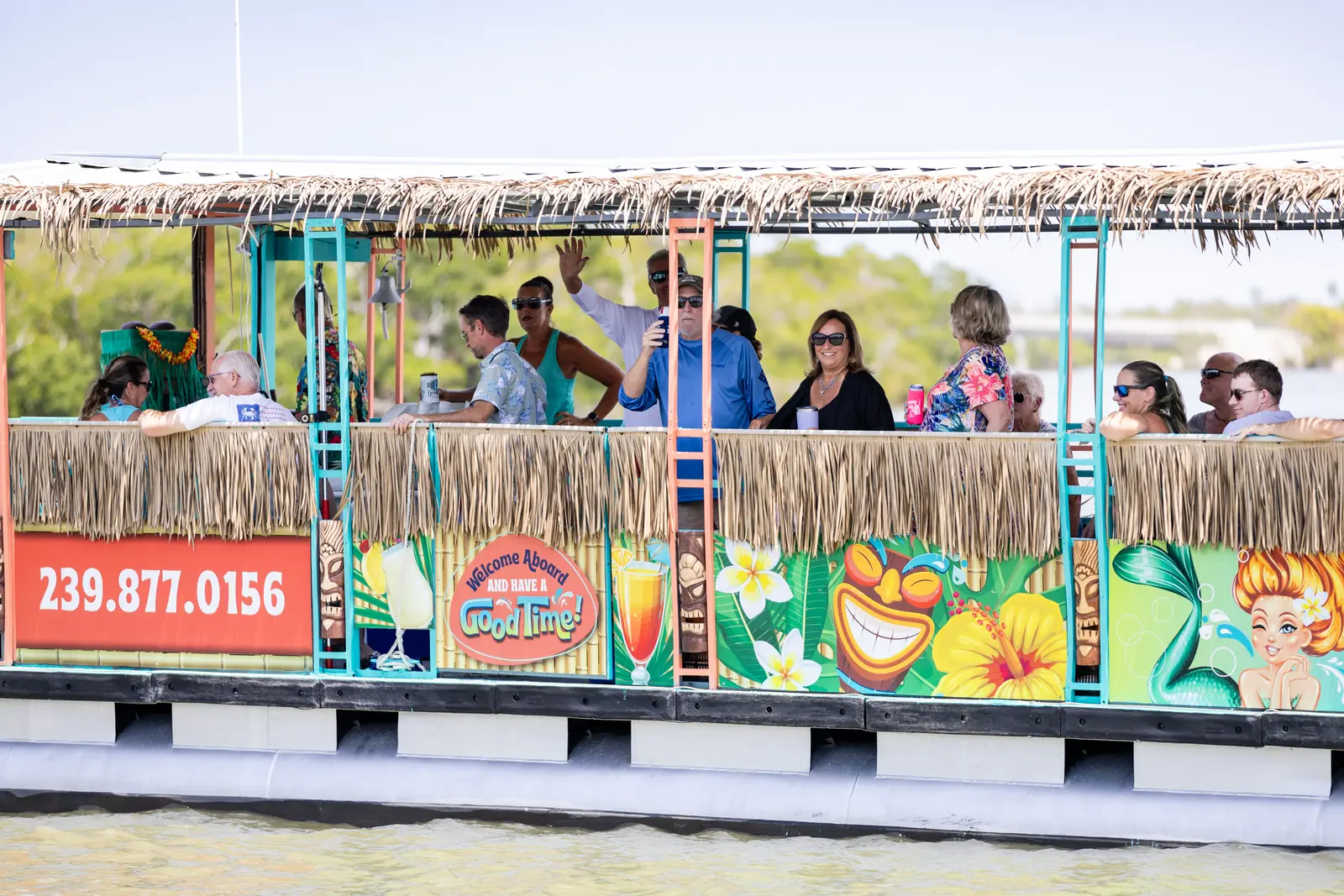 Goodland Adventures Tiki Boat — Passengers Enjoying Tour